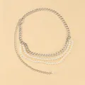 Elegant multi-layer pearl and silver chain waist belt with lobster clasp and pearl pendant - Silver Pearl Waist Chain