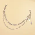 Double-layered hip hop metal pants chain with cross pendants in silver finish - Silver