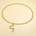 Detail of gold metal waist chain featuring a heart pendant and adjustable lobster clasp - Gold Heart Pendant