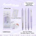 Rosy Posy ballet ribbon gel pen set with silver bow design and soft grip four pack - 0.5mm / 4Pcs Set / Purple