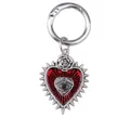 Gothic silver heart shoe charm with red enamel devil eye and metal rose detail - Hoop Style