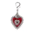 Gothic silver alloy heart shoe charm with red enamel evil eye and rose detail - Lobster Clasp Style