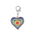 Detalle del colgante de corazón de esmalte arcoíris con cierre de langosta para botas - Corazón Azul Púrpura Cierre de Langosta