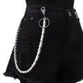 Silver industrial bicycle style trouser chain with metal rings for hip-hop streetwear - Single Layer Bicycle Style