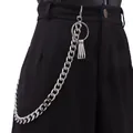 Detail of silver punk metal pants chain featuring a lobster clasp and large ring detail - Silver (Aluminum + Alloy)