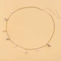 Bohemian gold beach belly chain with white pearls, starfish and natural shell pendants - Small Conch Starfish