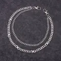 Double-layered silver thorn Cuban chain with lobster clasps and punk barbed wire accents - Silver Barbed Wire Cuban Link Trousers Chain