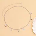 Bohemian silver waist chain with colorful seashells and blue fishtail pendants - Blue Fish Tail Shell Waist Chain