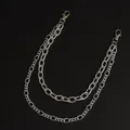 Silver punk double-layer metal wallet chain with lobster clasps and vintage embossed links - Silver (Double Layer Embossed)