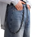 Αλυσίδα παντελονιού hip-hop σε μαύρο χρώμα με μεγάλους κρίκους και μεταλλικά κλιπ - Μαύρη Μονή Αλυσίδα Παντελονιού