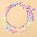Dettaglio della catena a doppio strato in acrilico color caramella con ciondolo a cuore e ganci - Catena per Pantaloni con Ciondolo a Cuore in Acrilico Viola / Viola