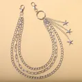 Multilayer silver metal waist chain with starfish pendants and lobster clasps for streetwear - Silver Multilayer Starfish Pendant Style