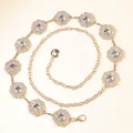 Detail of sunflower waist chain with sparkling crystals and golden metallic petals - Sunflower Rhinestone Style (y625)