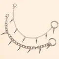 Silver punk style spiked metal chains with studs for clog shoes and accessories - Double Layered Thick And Thin Chains