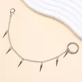 Silver punk style shoe chain featuring six metal spikes and lobster clasp closure - Fine Chain Style