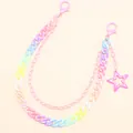 Colorful macaron layered acrylic waist chain with star pendant and lobster clasps - Colorful