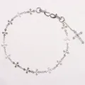 Detail of silver gothic cross pants chain with skull pendant and lobster clasps - Single Layer Cross Pants Chain With Cross Pendant