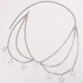 Dettaglio della catena in vita argento a tre strati con ciondoli a forma di stella vuota - Argento