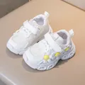 Scarpe sportive da bambina bianche con margherite e luci LED in ecopelle traforata - EU 21 / Bianco