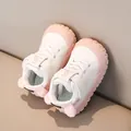 Pink and white toddler walking shoes with cute plush ears and velcro closure - EU 16 / Pink