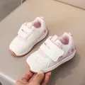 Sneakers per bambini in pelle rosa e bianca con chiusura a strappo e suola - Taglia 16 Lunghezza Interna 11.1cm / Rosa