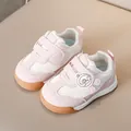 Pink toddler sneakers with double hook-and-loop straps and a cute astronaut charm - Size 15-19 / Pink