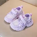 Sneaker bambina viola chiaro con rete in pizzo floreale e suole LED spesse antiscivolo - EU 21 / Viola