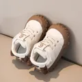 Beige infant sneakers with brown bear ears and secure hook and loop fasteners - EU 26 / Off White