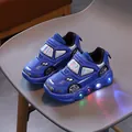 Blue race car style boys sneakers with LED flashing lights and velcro closure - EU 21 / Blue