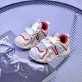 Zapatillas plateadas para niños con malla transpirable y suelas de goma gruesa - Talla 21 Longitud Interior 13.5CM / Rojo