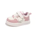 Scarpe sportive da bambina in ecopelle rosa e beige con comoda chiusura a strappo - Taglia 27 Lunghezza Interna 16.5cm / Stile Semplice / Rosa