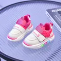 Scarpe sportive per bambini con luci LED bianche e rosa e doppia chiusura in velcro - 21 (13.5) / Rosa