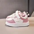 Sneaker per bambini rosa e bianca traspirante con chiusura a velcro e suola spessa - Taglia 22 Lunghezza Interna 13.5cm / Rosa (Stile Pelle)