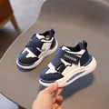Sneakers per bambini blu e bianche in pelle con velcro e suola spessa e leggera - Taglia 21 (13CM) / Blu