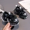 Sneakers chunky nere per bambini con mesh traspirante e suole spesse antiscivolo per corsa - Taglia 25 (Lunghezza Interna 15.5) / Nero