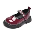 Zapatos Mary Jane para niña en charol burdeos con correas de pedrería brillante - Burdeos