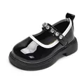 Girls' black patent leather Mary Jane shoes with pearls and non-slip rubber soles - Size 21 (13.5cm) / Black