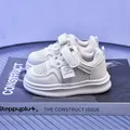 Kids breathable white mesh sneakers with velcro strap and anti-slip rubber sole - White (Mesh Style)