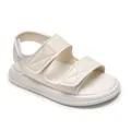 Beige boys' sport sandals with double velcro straps and non-slip thick white soles - EU 26 / White