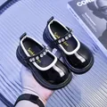 Scarpe Mary Jane classiche in vernice nera per bambine con cinturino in strass lucidi - Taglia 21 (Interno 13cm) / Nero
