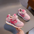 Rosa atmungsaktive Mesh-Kinderschuhe mit Klettverschluss und sportlichen Streifen - EU 27 / Rosa