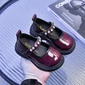 Scarpe Mary Jane per bambina in pelle verniciata bordeaux con cinturino di strass - Taglia 21 (13cm) / Borgogna
