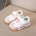 Sneakers basse da bambino in pelle rosa e bianca con suola in gomma e velcro - Taglia 21 (Lunghezza 13.5) / Rosa