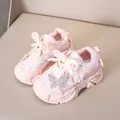 Sneakers rosa per bambine con fiocco di raso, paillettes e farfalla di strass fini - Taglia 21 Interno 13.5 / Rosa