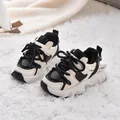Kids warm fleece-lined running sneakers with thick soles and waterproof material in black and white - Size 21-25 / Fleece Thermal Style / Black