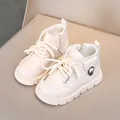 Stivali martin per bambini in pelle opaca bianco panna con tasca laterale e suola spessa - 21—25 (Confezione da 5 paia) / Bianco avorio