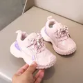 Sneakers per bambini rosa e viola con mesh traspirante, velcro e suola antiscivolo - Taglia 21 (Lunghezza Interna 13CM) / Rosa Pesca