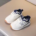 Scarpe sportive invernali per bambini in bianco latte con calda fodera in pile - Taglia 16 Lunghezza Interna 11.1cm / Stile Panda Blu Foderato in Pile / Blu