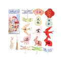 Chinese retro stationery hanging tags with traditional paper art motifs and tassels - Breeze World