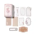 Vintage floral matchbox stationery set with rose and lily stickers on white paper - Windsor Gardens